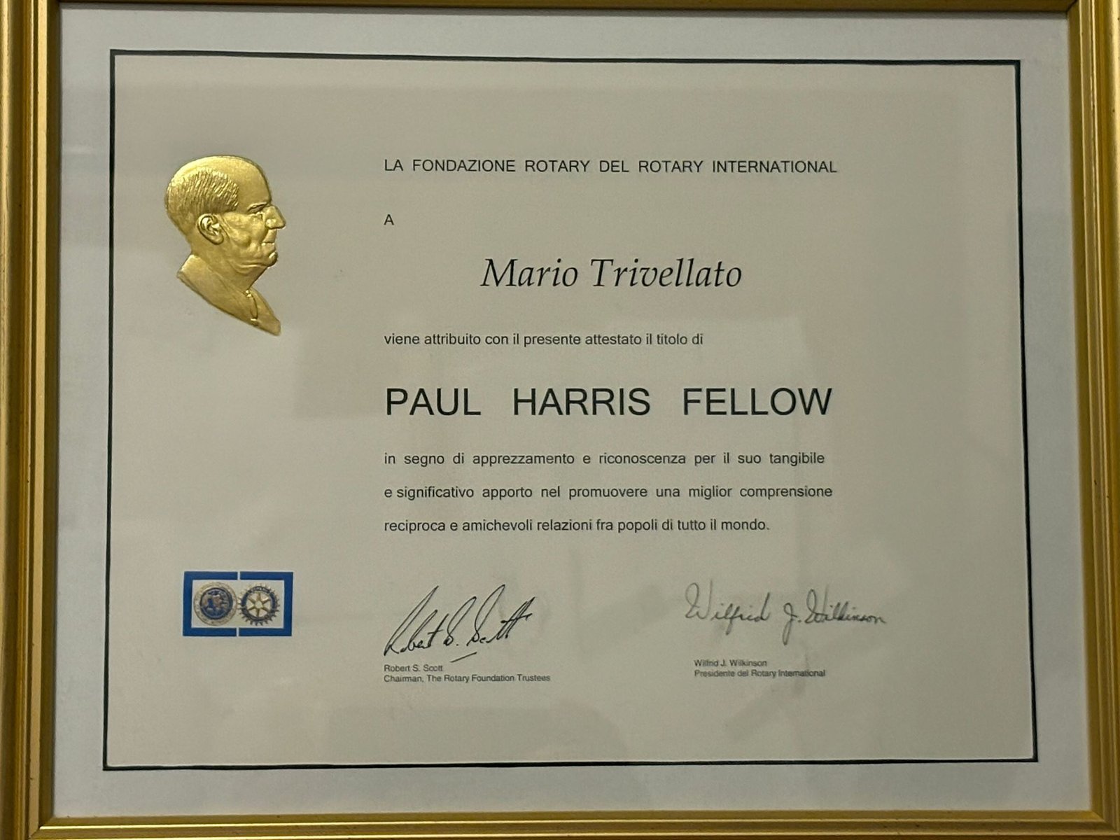 Rotary international, Mario Trivellato Paul Harris Fellow
