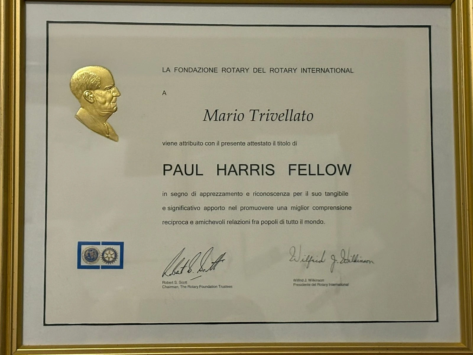 Rotary international, Mario Trivellato Paul Harris Fellow