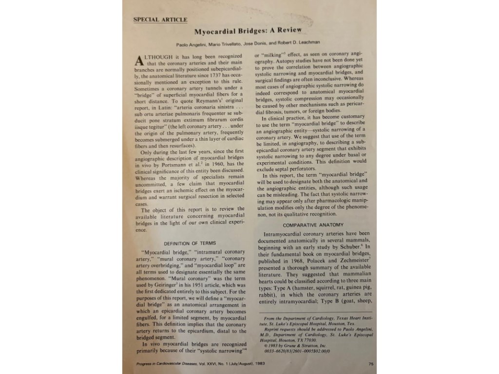 Mario Trivellato Article on Myocardial bridge