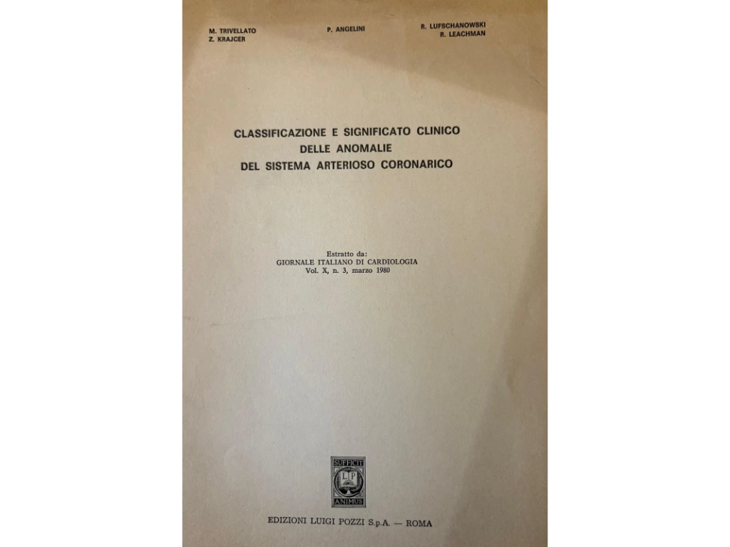 Mario Trivellato classificazione e significato delle anomalie del sistema arterioso coronarico