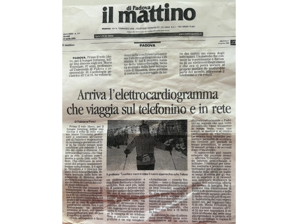 mario trivellato elettrocardiogramma viaggia sul telefonino