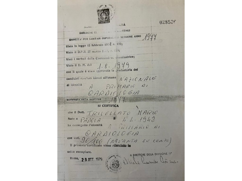 Mario Trivellato primario di cardiologia 1977