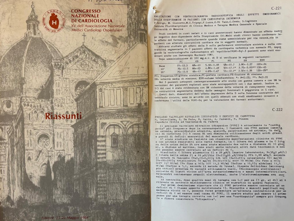 Mario Trivellato prolasso valvolare mitralico idiopatioco e deficit di carnitina