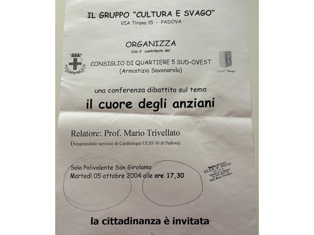 mario trivellato relatore gruppo cultura e svago (il cuore degli anziani)