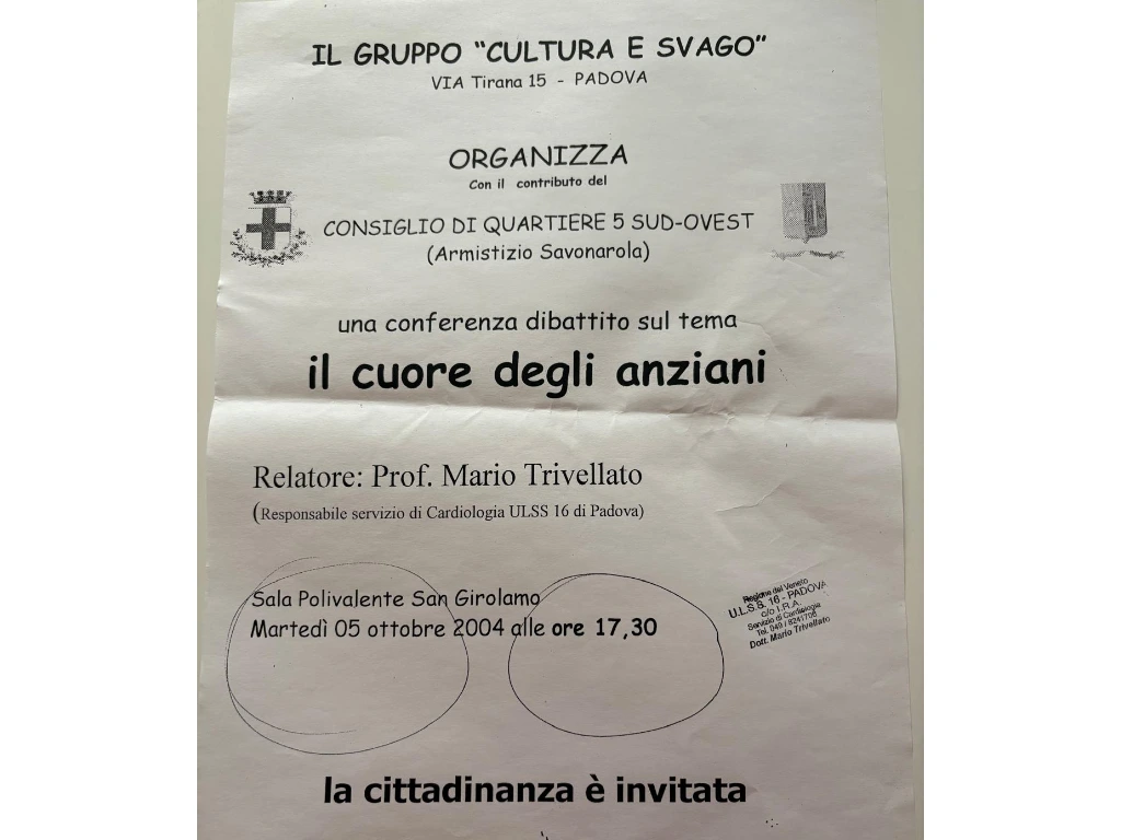 mario trivellato relatore gruppo cultura e svago (il cuore degli anziani)