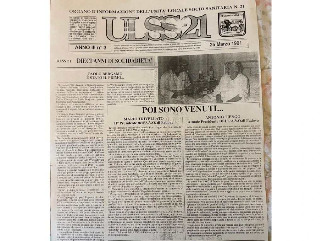 Mario Trivellato dieci anni di solidarietà